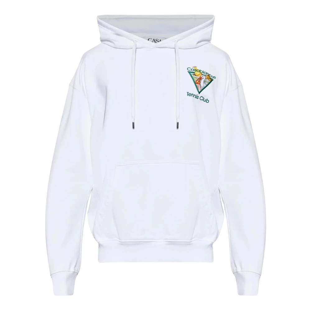 Casablanca , Hoodies, Male, White, Xl, Tennis Club Embroidered Hoodie
