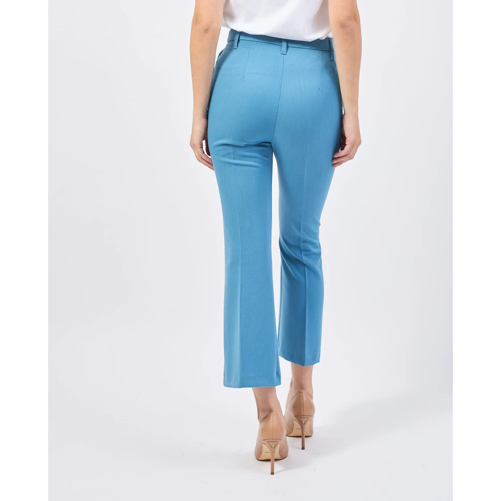 Gaudi Blauwe elastische broek met zakken Blue Dames
