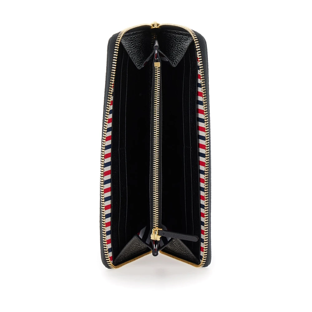 Thom Browne Zwarte Continental Zip Portemonnee met RWB GG Tab Black Dames