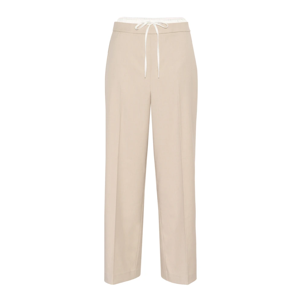 Kaffe Veergrijs Melange Wijde Pijp Broek Beige Dames