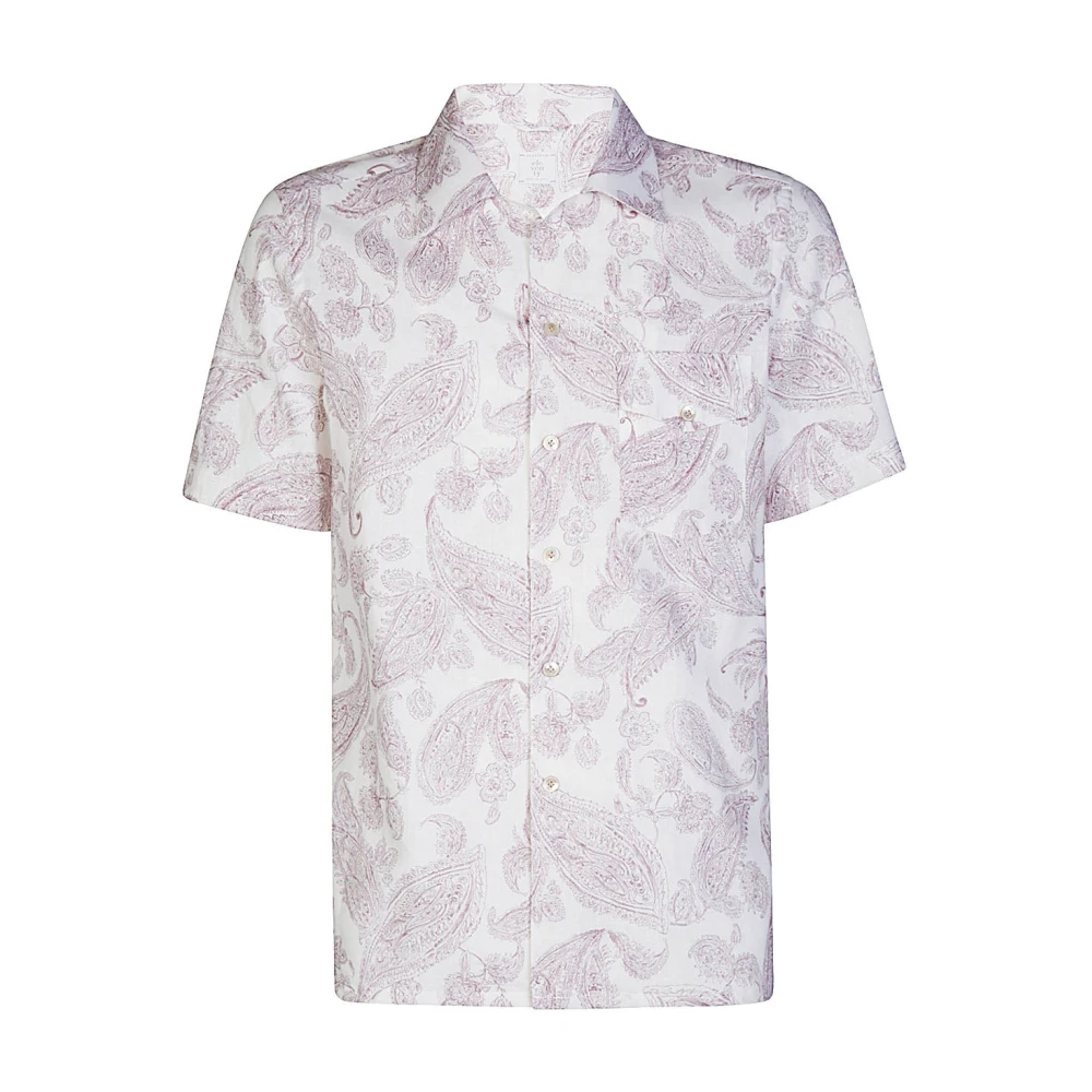 Eleventy Linnen Katoenen Shirt Paisley Korte Mouw Multicolor Heren