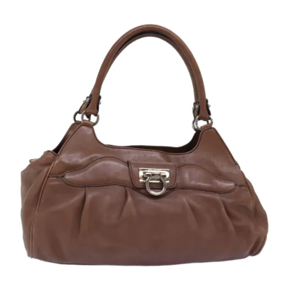 Salvatore Ferragamo Pre-owned Leather handbags Brown Dames