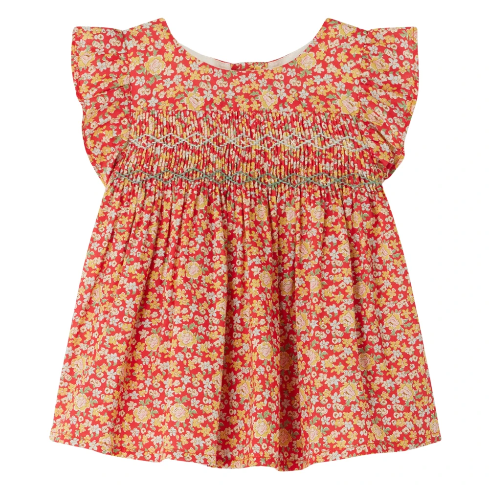 Bonpoint Girls Red Dresses, 12 M, Naomie Blouse For Baby