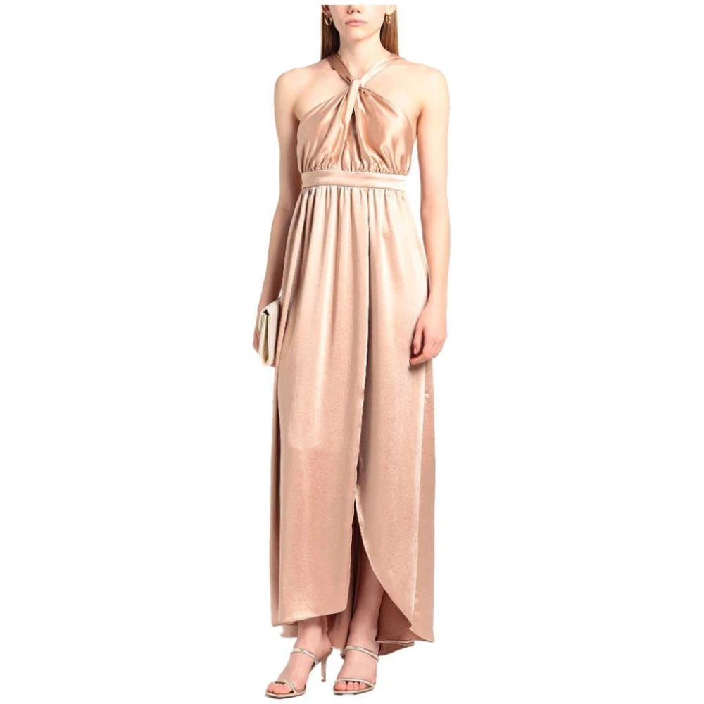 pinko Lange satijnen jurk met torchon detail Pink Dames