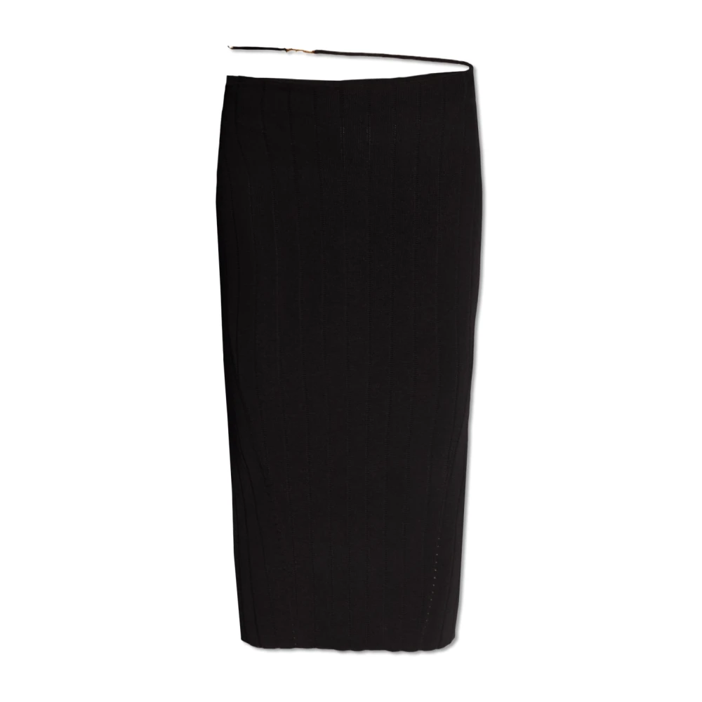 Jacquemus Black Midi Skirts, Female, M, Pralu Ribbed Skirt