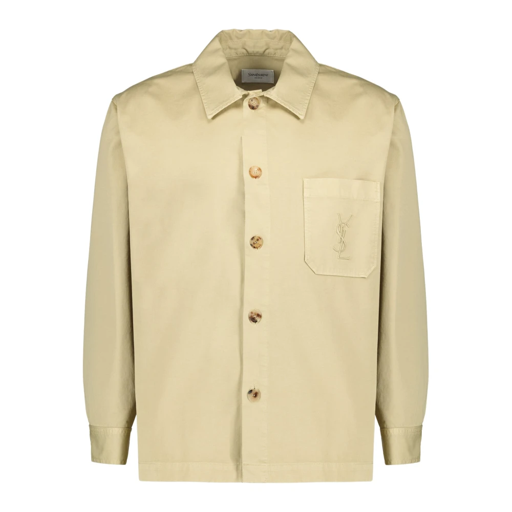 Saint Laurent Men's Beige Cassandre Overshirt - Casual Shirts - M - Shirts