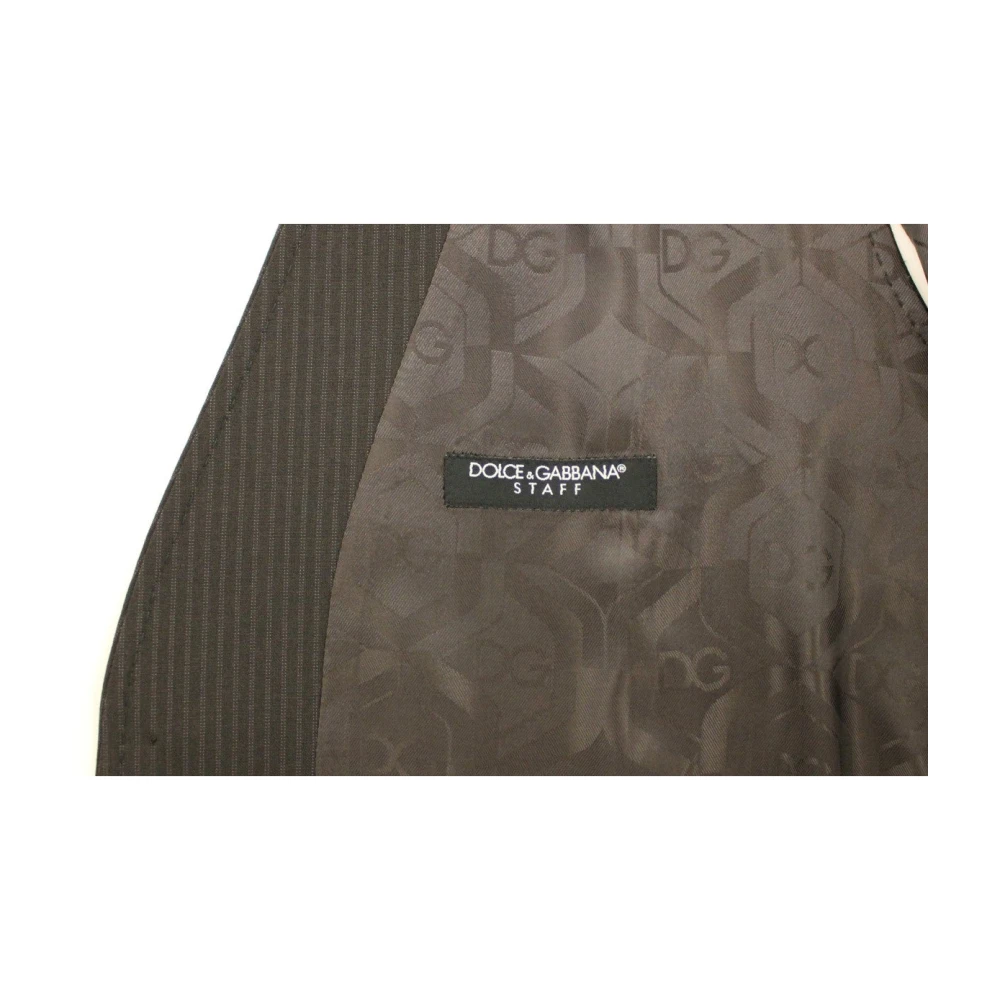 Dolce & Gabbana Gestreepte wollen jurkvest Brown Heren