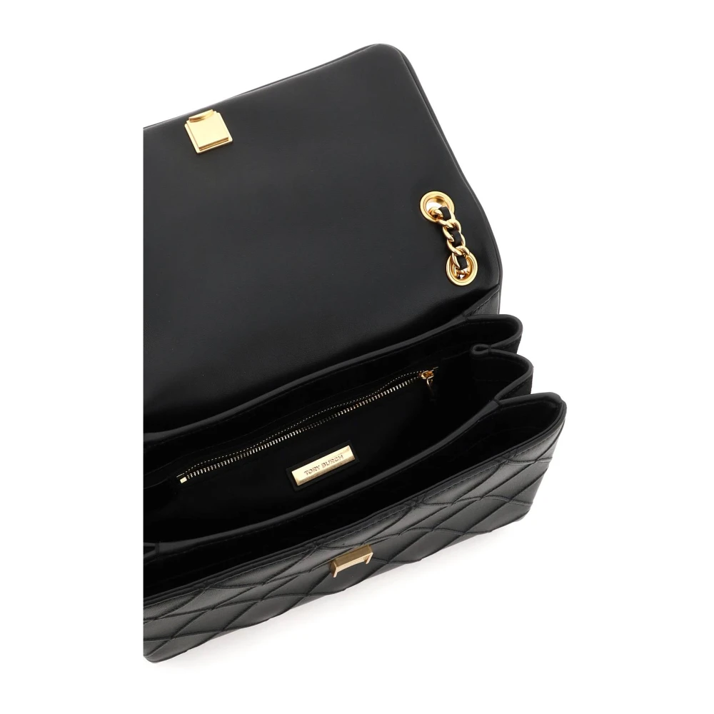 TORY BURCH Geperforeerde diamantgestikte schoudertas Black Dames