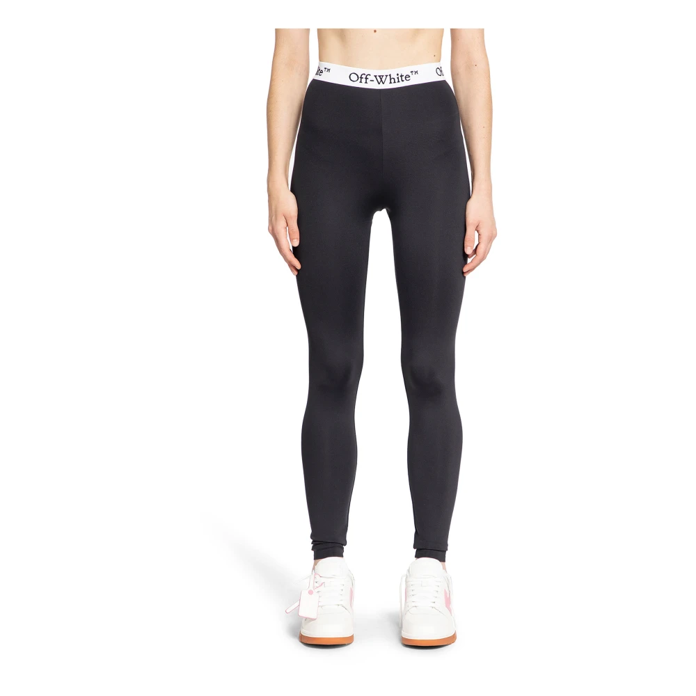 Off White Logo Band High-Waisted Leggings Black Dames