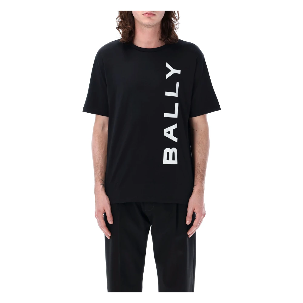Bally Zwarte katoenen T-shirt met print Black Heren