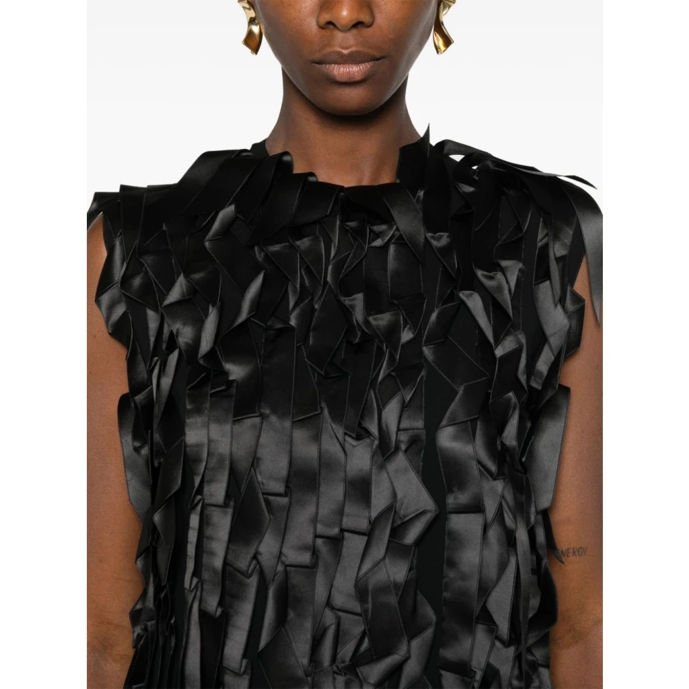 Prada Zwart lintdetail midi-jurk Black Dames