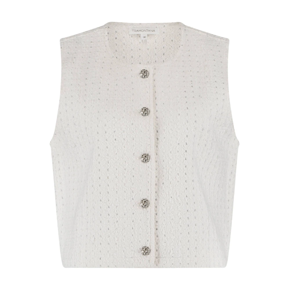 Tramontana Lurex Denim Vest Beige Dames
