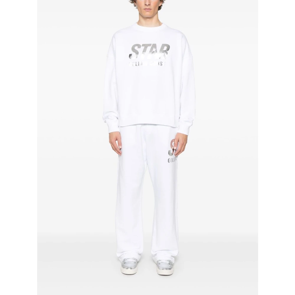 Golden Goose Witte broek met elastische tailleband en zakken White Heren