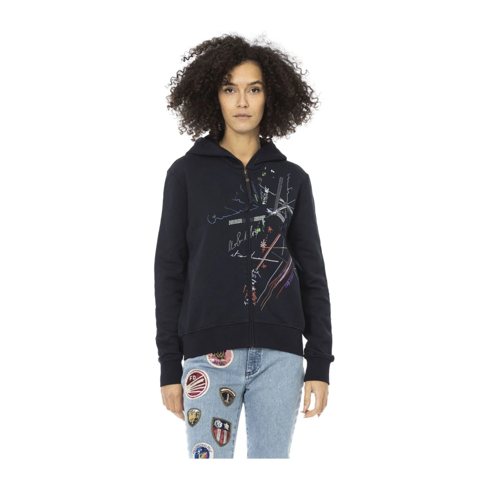 Mr&Mrs Italy Women's Blue Elegant Hoodie - Unique Design - Zip-Throughs - Xs- Sweatshirts & Hoodies