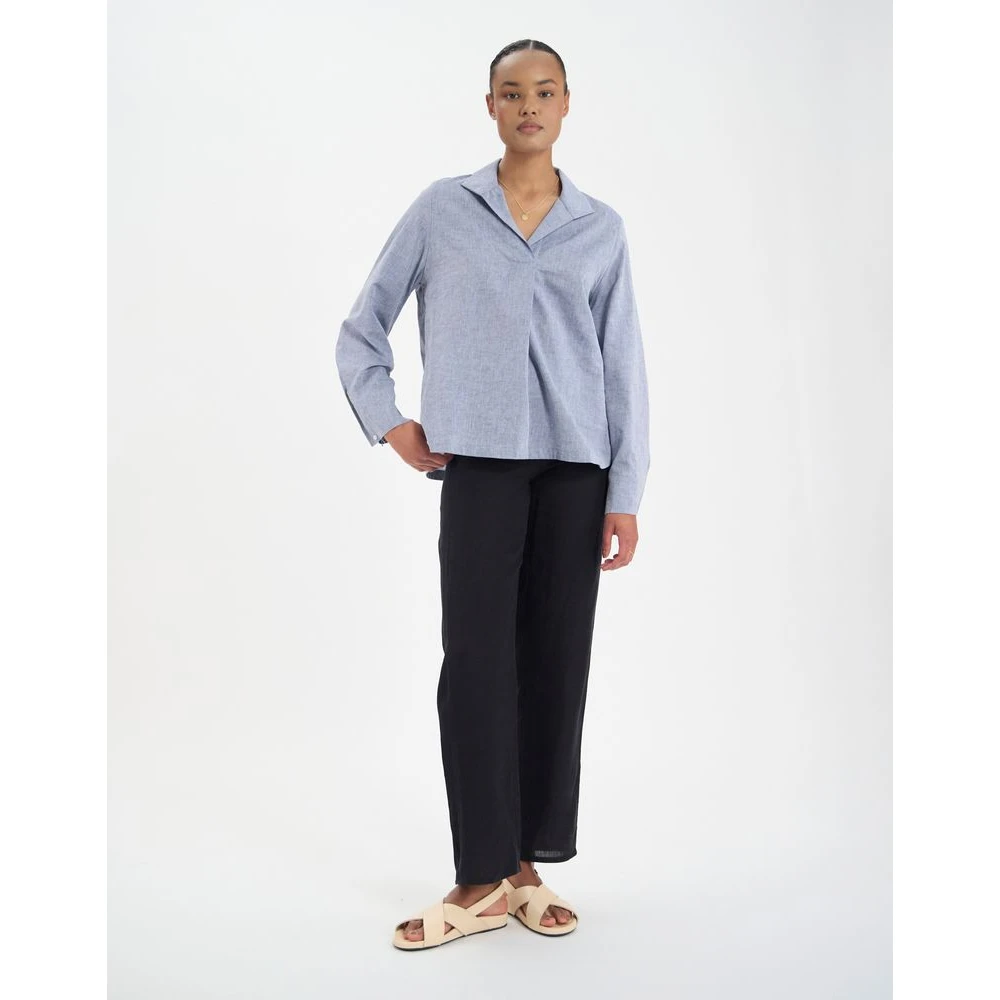 Ines De La Fressange Paris Noa top in denimblauwe linnenmix Blue Dames