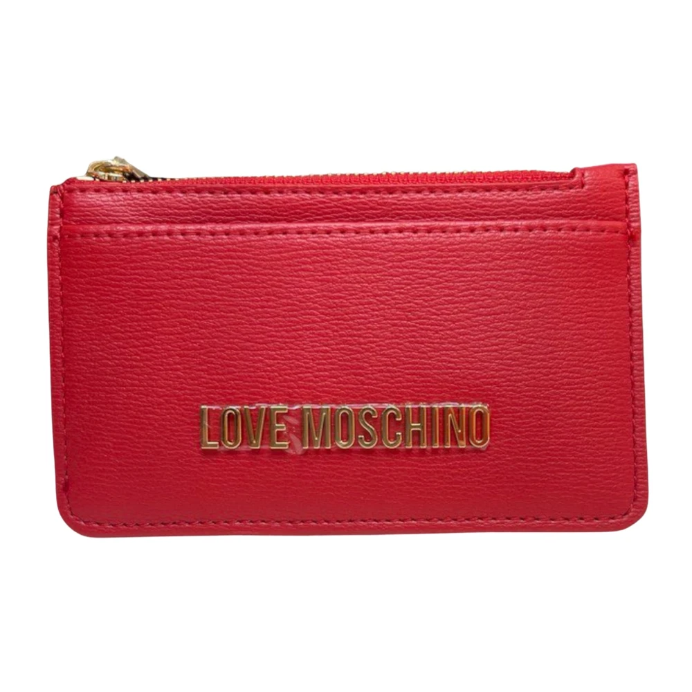 Love Moschino Rode Synthetisch Leren Portemonnee met Rits Red Dames