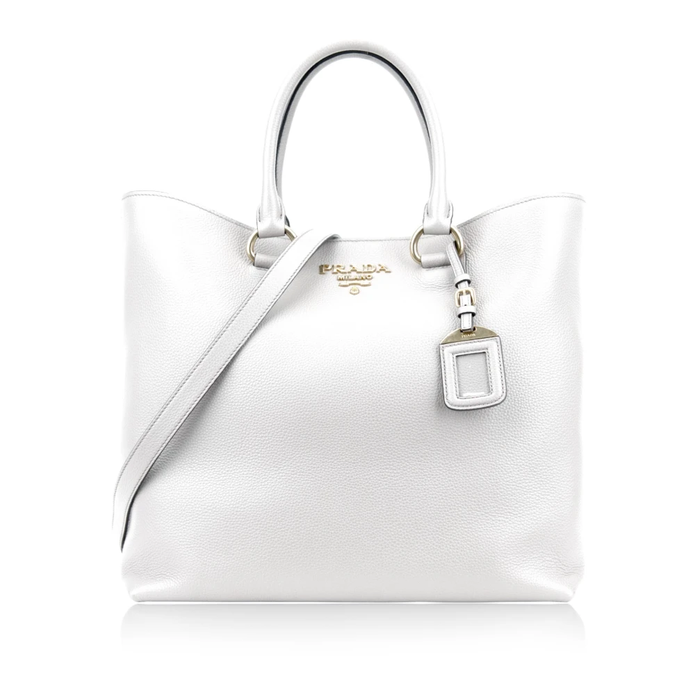 Prada Leren schoudertas voor dames met magneetsluiting White Dames