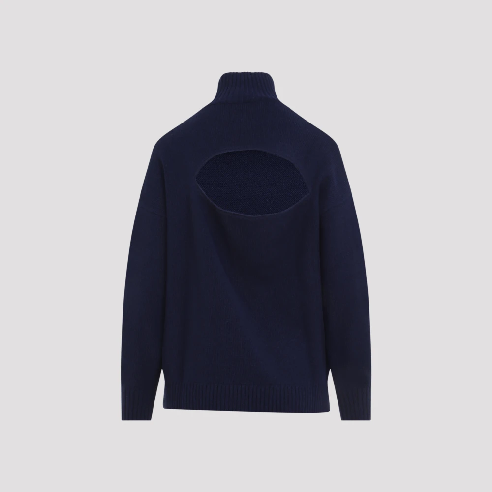 Victoria Beckham Navy Convertible Turtle Neck Jumper Blue Dames