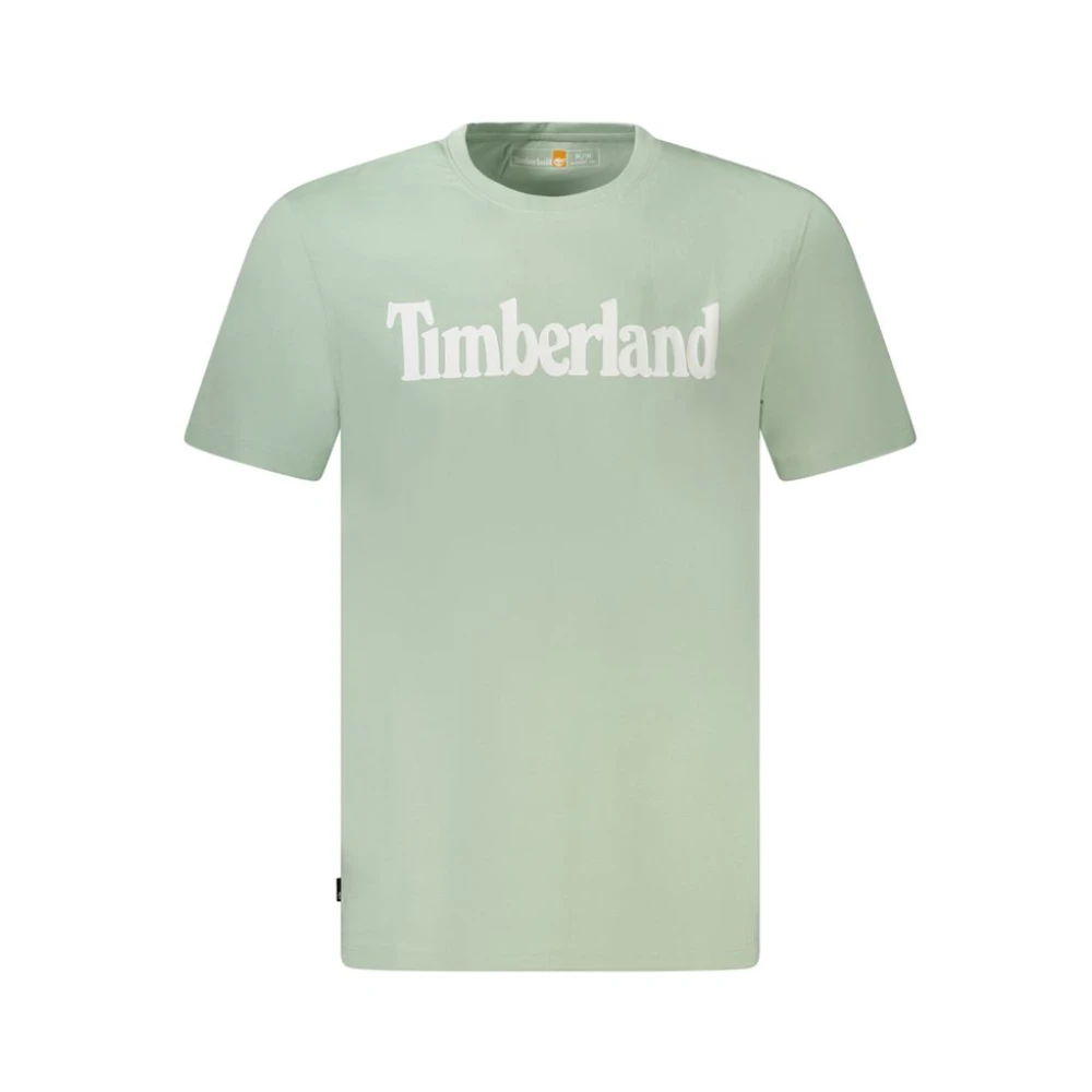 Timberland Men's Green T-Shirts, S, Wordmark Logo Cotton T-Shirt