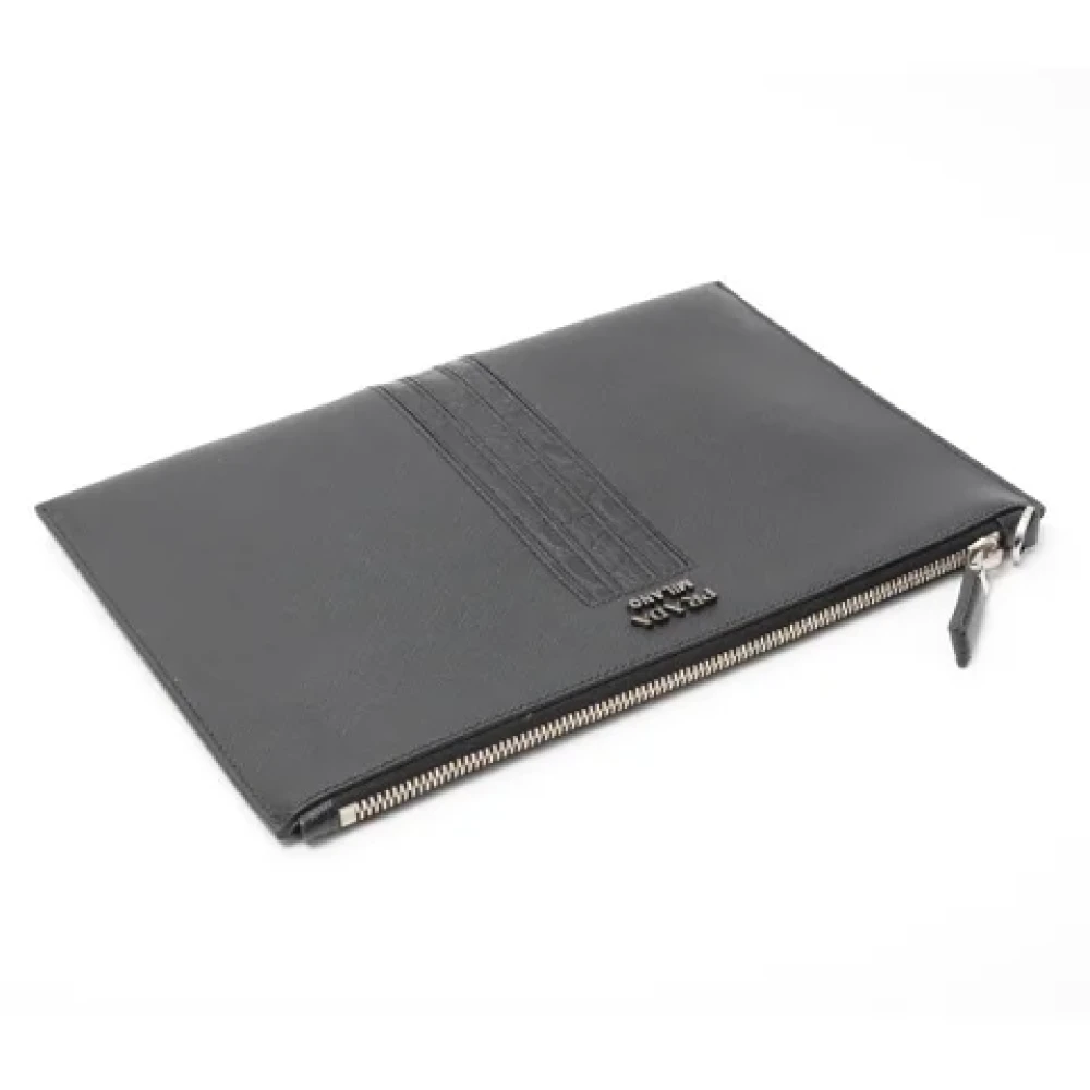 Prada Vintage Pre-owned Leather clutches Black Dames