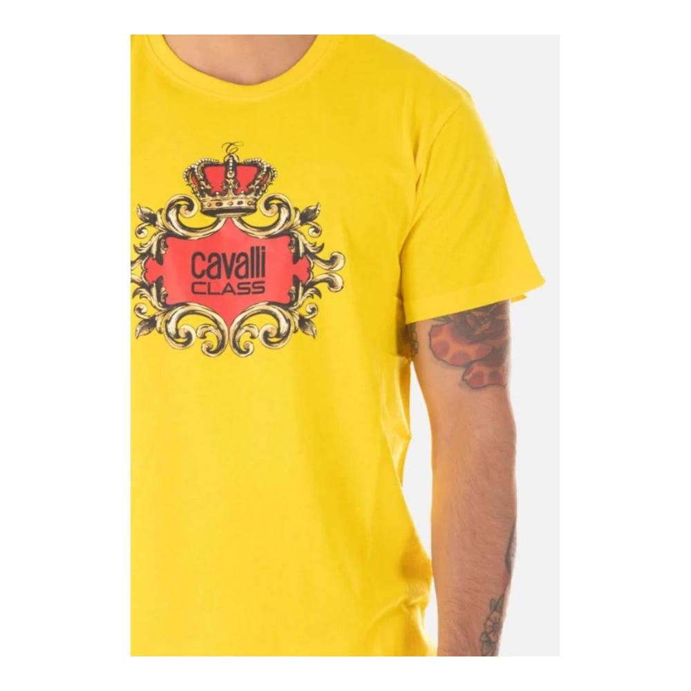 Just Cavalli Heren Logo T-Shirt Yellow Heren