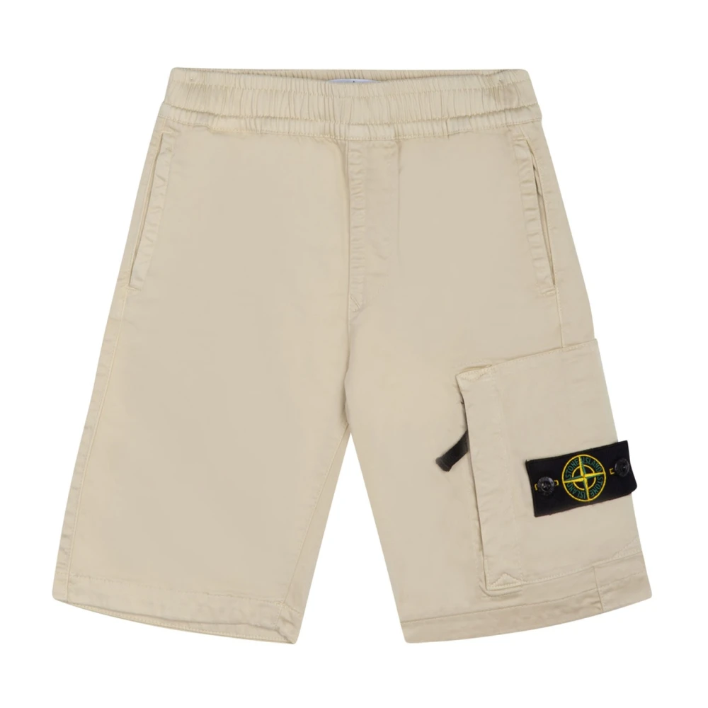 Stone Island, Shorts, male, Beige, 12 Y, Cargo Style Shorts with Pockets