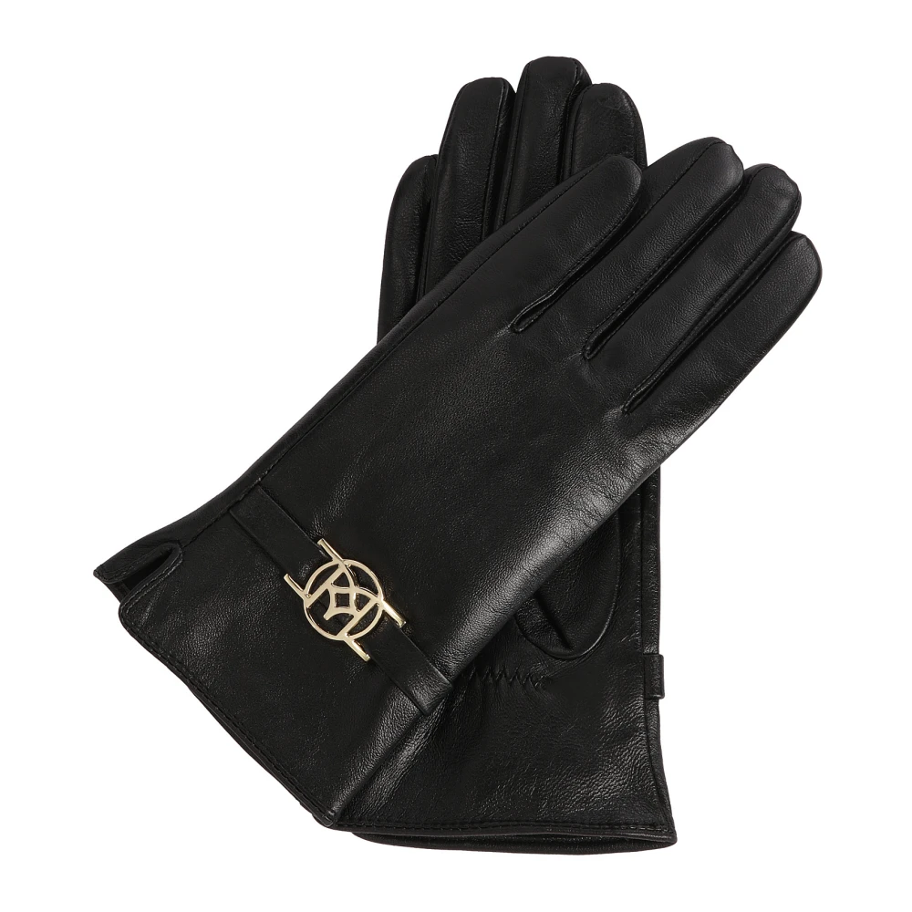 Kazar Zwarte leren handschoenen met monogramband Black Dames