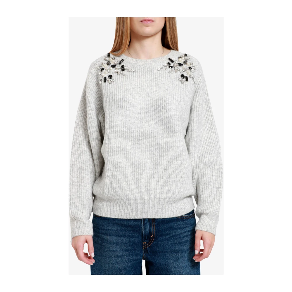 Kaos Lichtgrijze Wollen Gebreide Trui Gray Dames