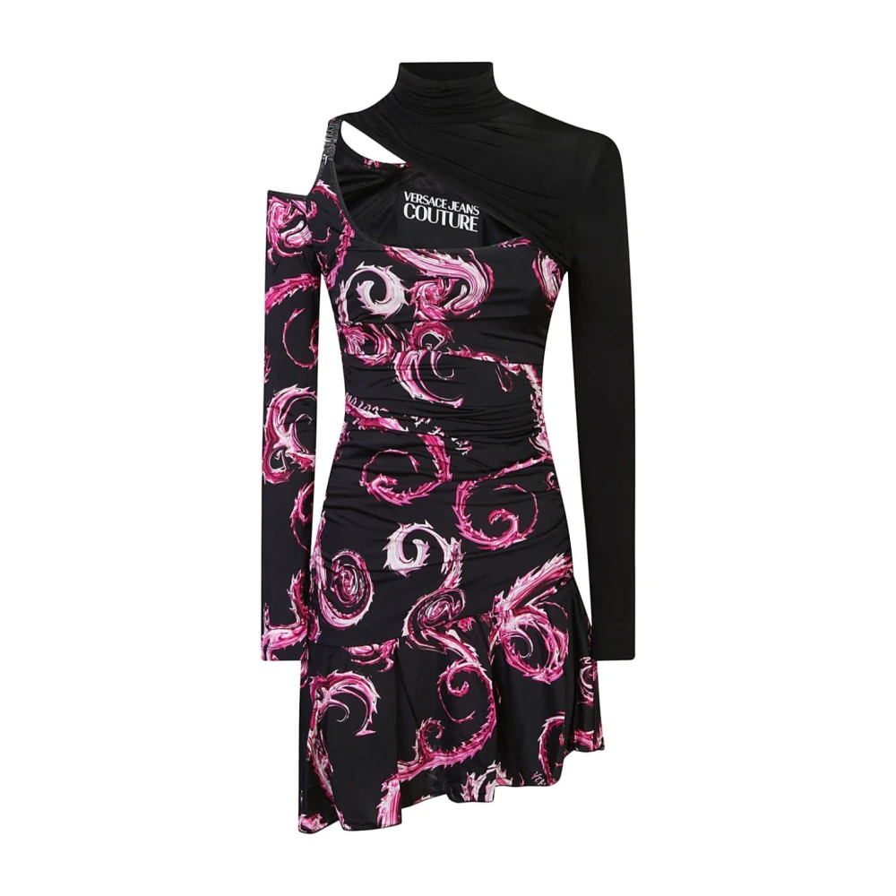 Versace Jeans Couture Zwarte Jurk Aw24 Damesmode Multicolor Dames