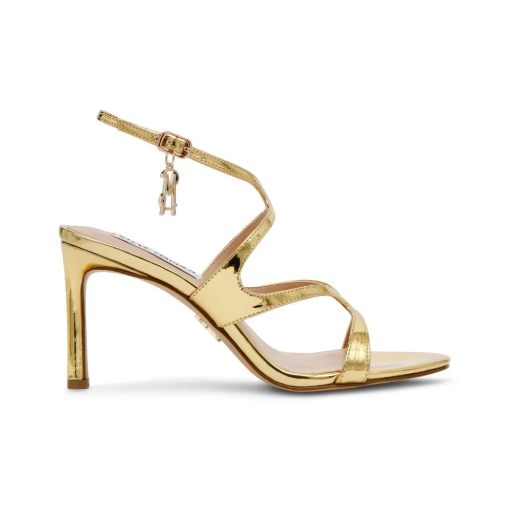 Steve Madden Yellow High Heel Sandals, Female, 4 Uk, Golden Patent Leather Ankle Strap Heels