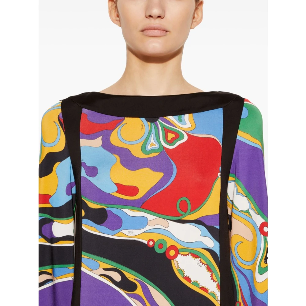 EMILIO PUCCI Paarse Abstract Patroon A-Lijn Jurk Multicolor Dames