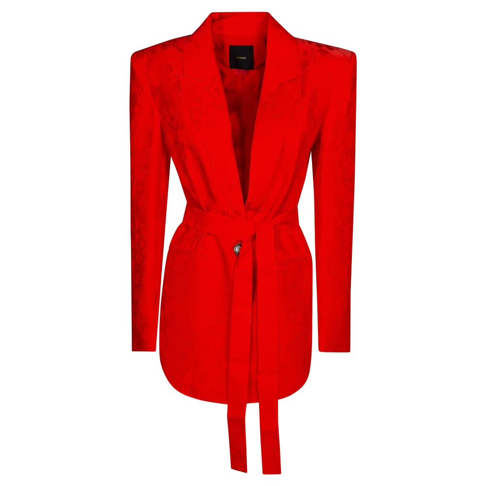 Pinko Orange Blazers, Female, Xs, Floral Jacquard Kimono Jacket