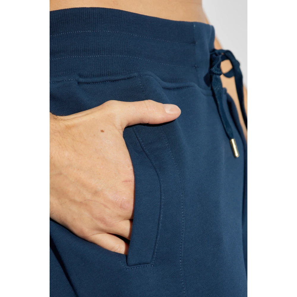 Versace Jeans Couture Shorts met bedrukt logo Blue Heren