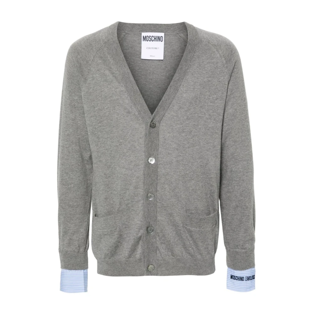Moschino Grijze Gebreide Trui met V-Hals Gray Heren