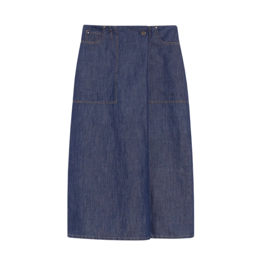 Max Mara Denim katoenen en linnen rok Fischio Blue Dames