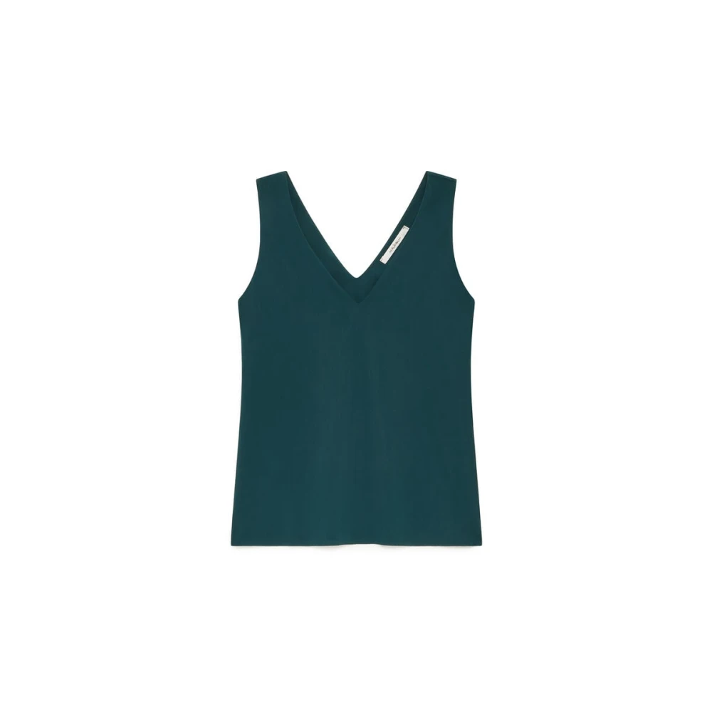 Maliparmi Women's Green Sleeveless Tops, Xl, Soft Jersey Top