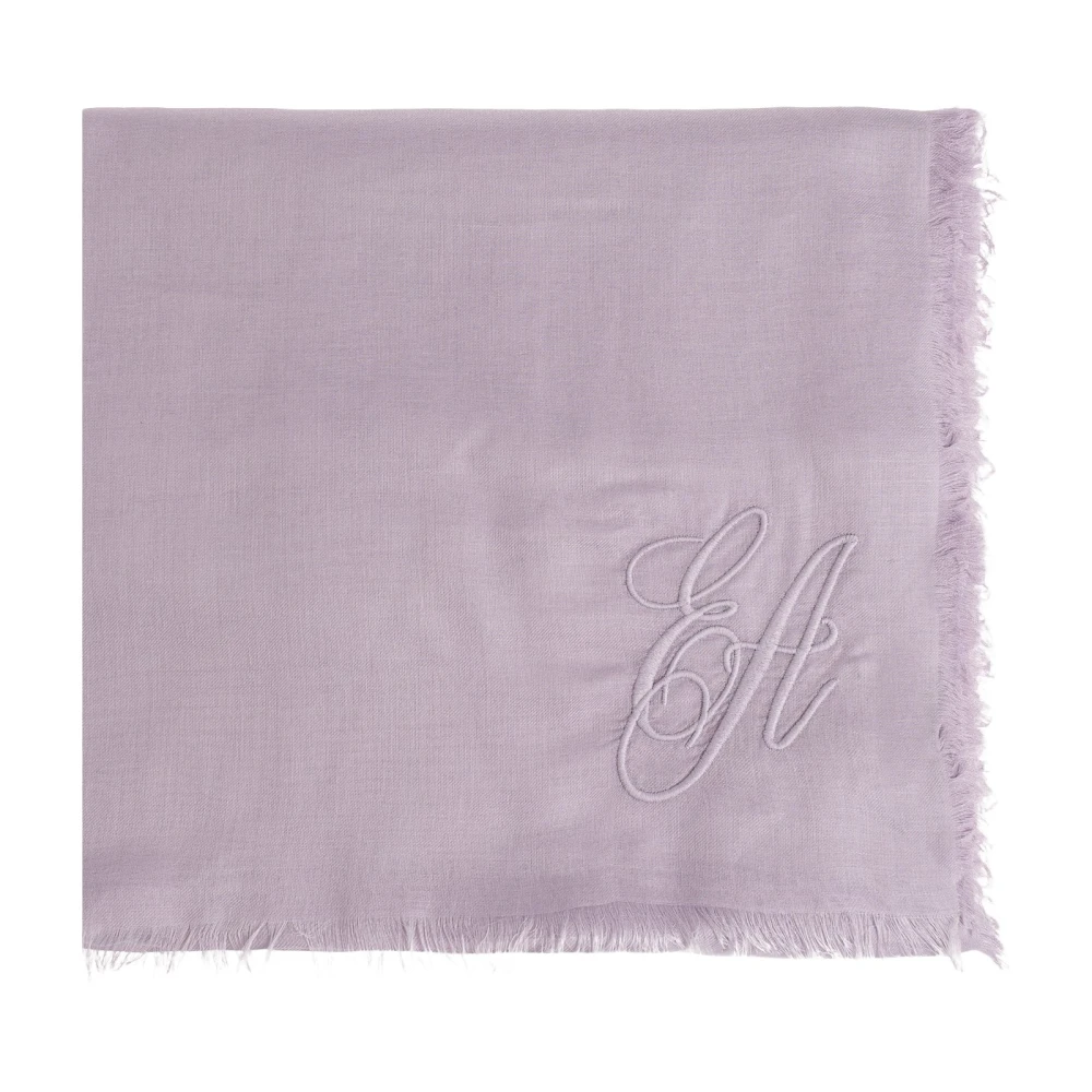 Emporio Armani Logo Scarf - Female - Silk Scarves - Purple - One Size - Accessories
