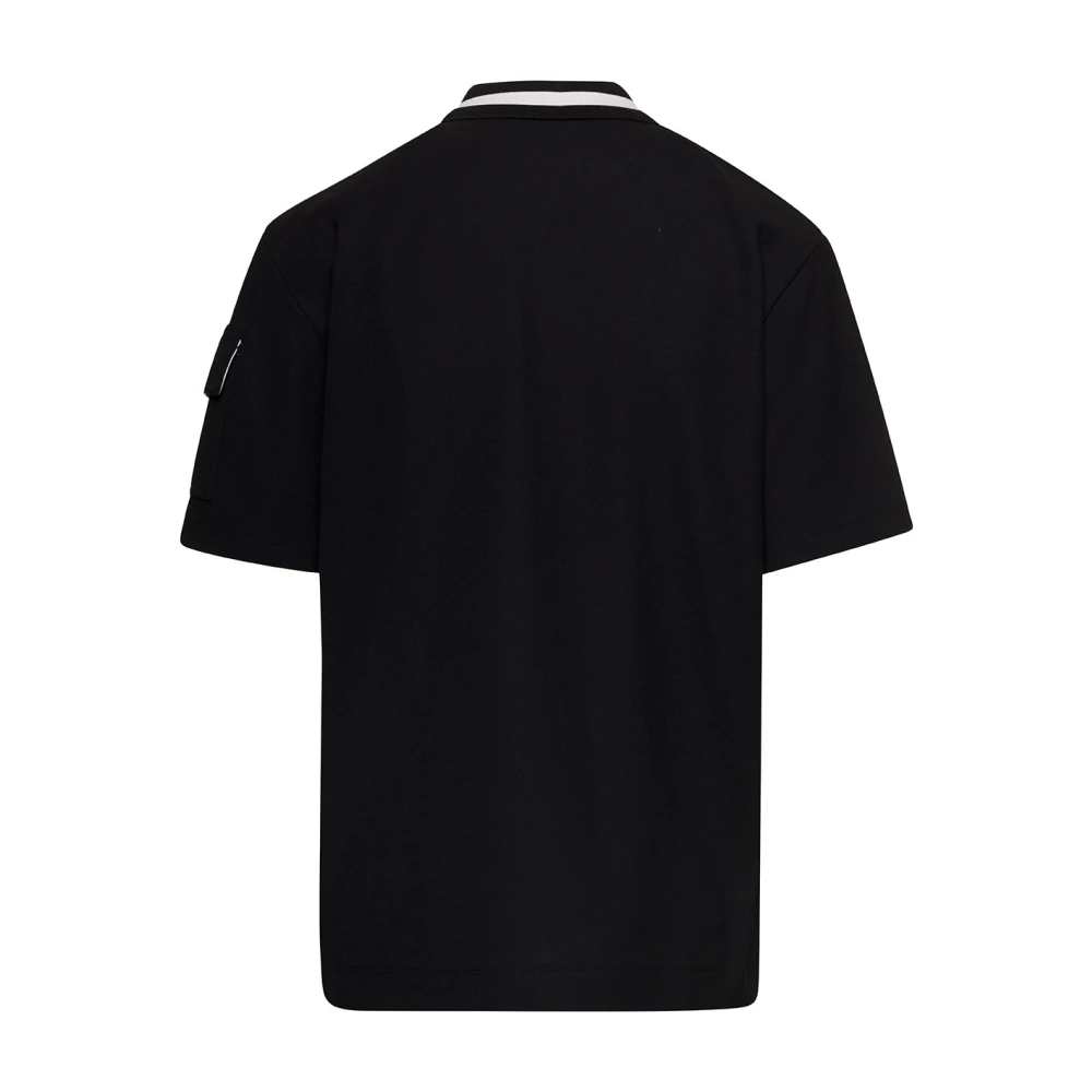 Moncler Zwarte Poloshirt met Gestreepte Kraag Black Dames