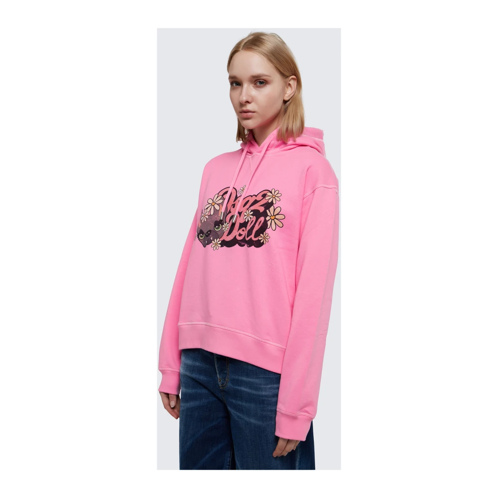 Dsquared2 Sweatshirt met Pop Grafische Print Pink Dames