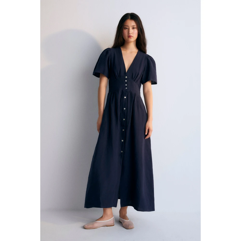 The New Society Hera Jurk Navy Blue Dames