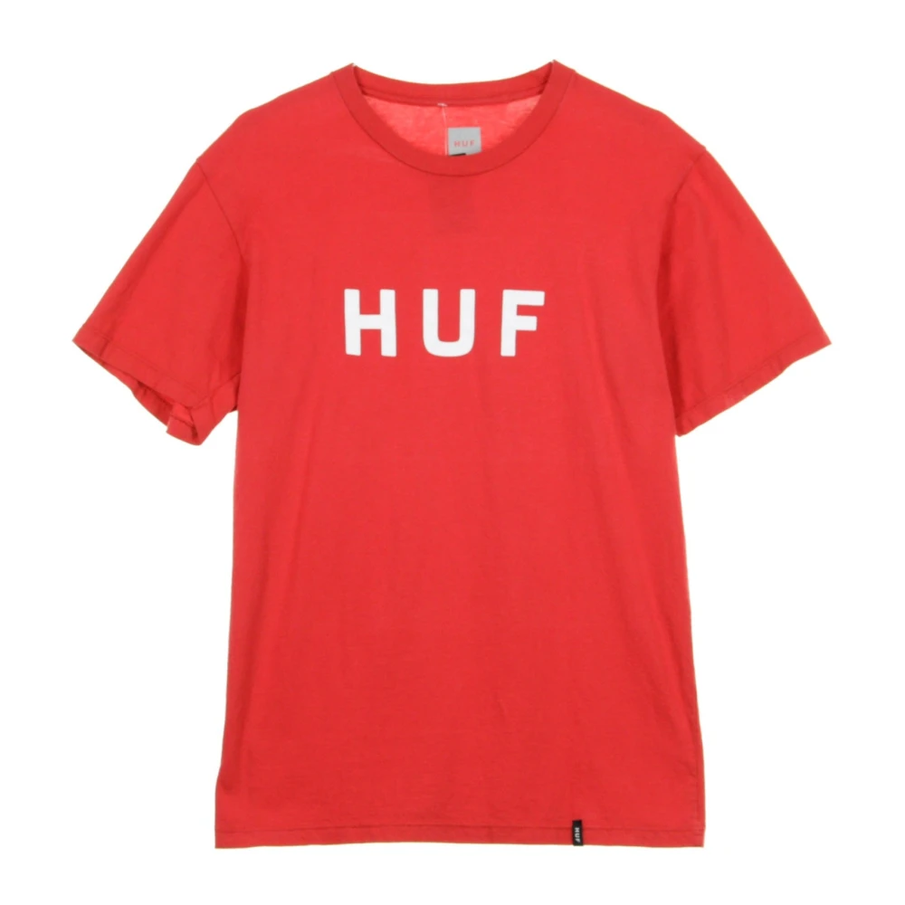 HUF Logo Heren T-shirt Rood Wit Red Heren