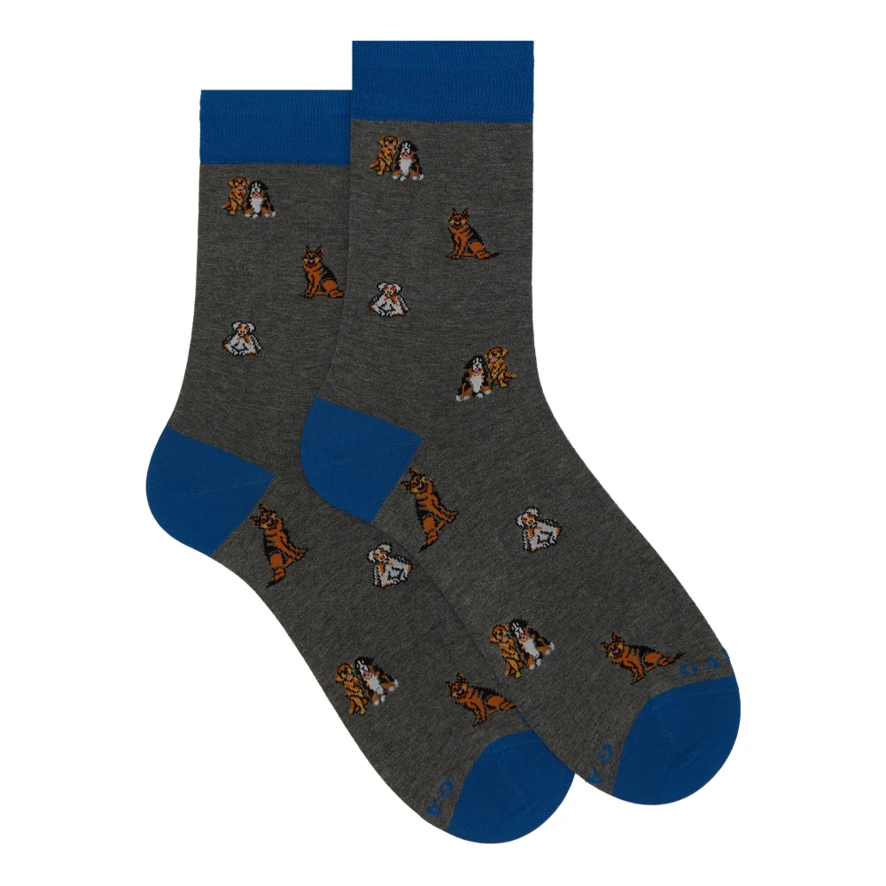 Gallo Grijze Katoenen Sokken met Hondenmotief Multicolor Heren