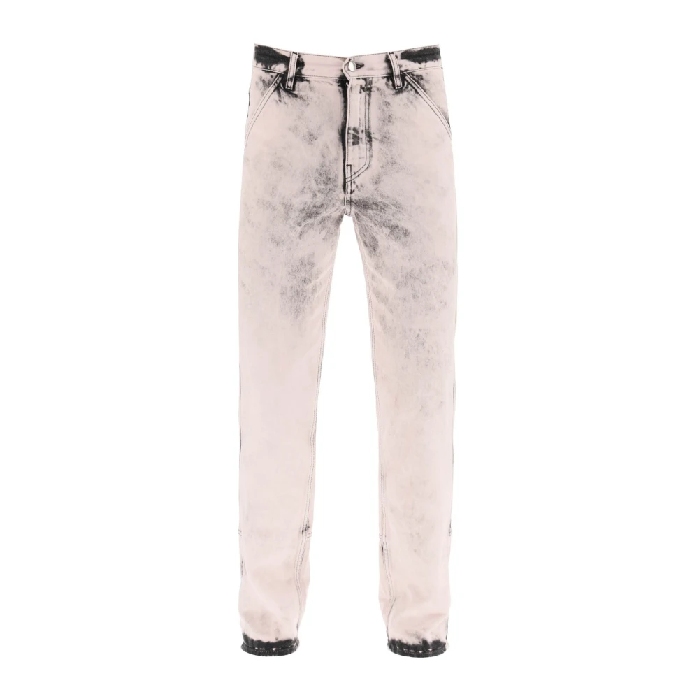 Oamc Stone Washed Straight Leg Jeans Pink Heren