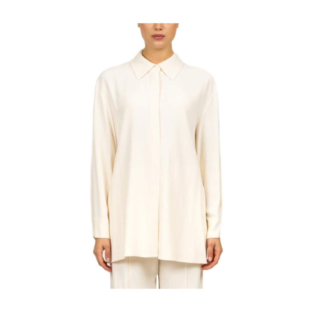 Liviana Conti Lange Viscose Shirt Room Beige Dames
