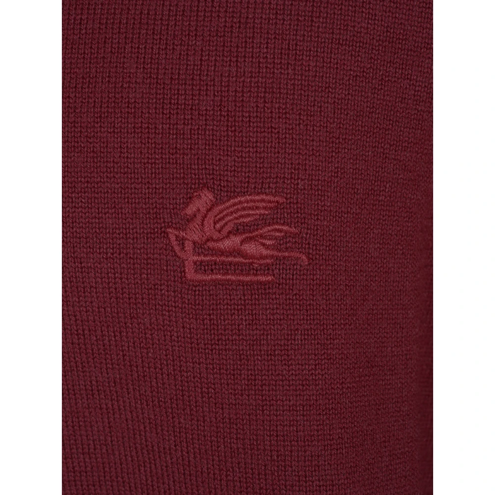 ETRO Bordeaux T-Neck Sweater Red Heren