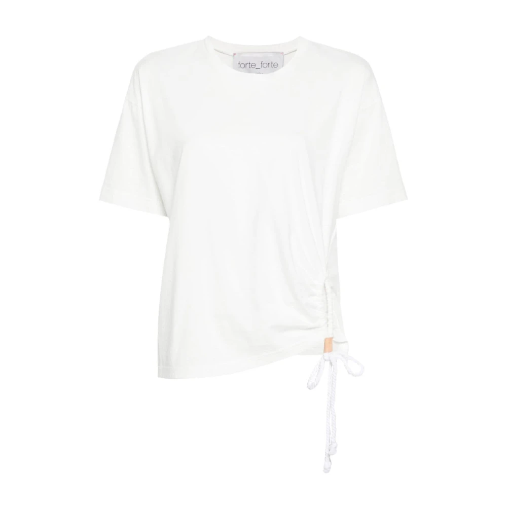 Forte Witte T-shirts en Polos met Kantdetail White Dames