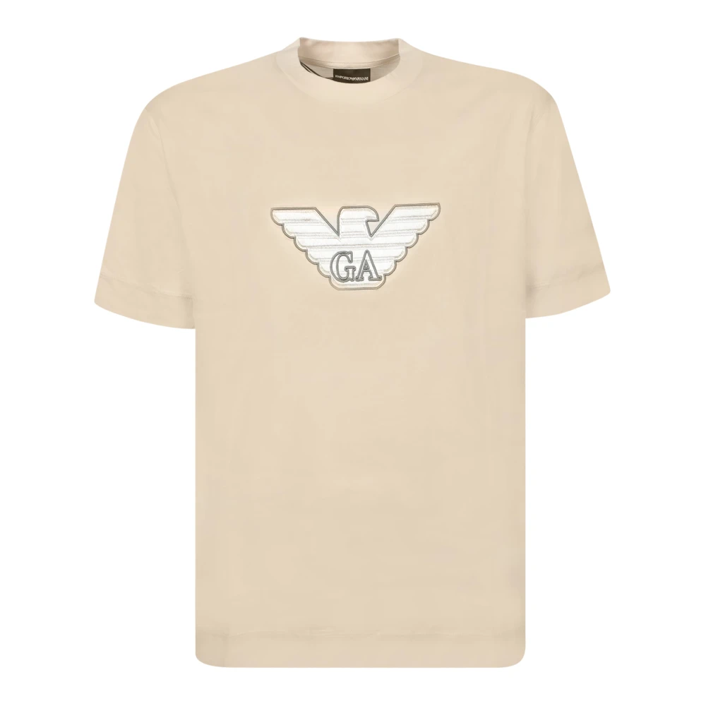 Emporio Armani T-shirt met reliëf stof en adelaarslogo White Heren