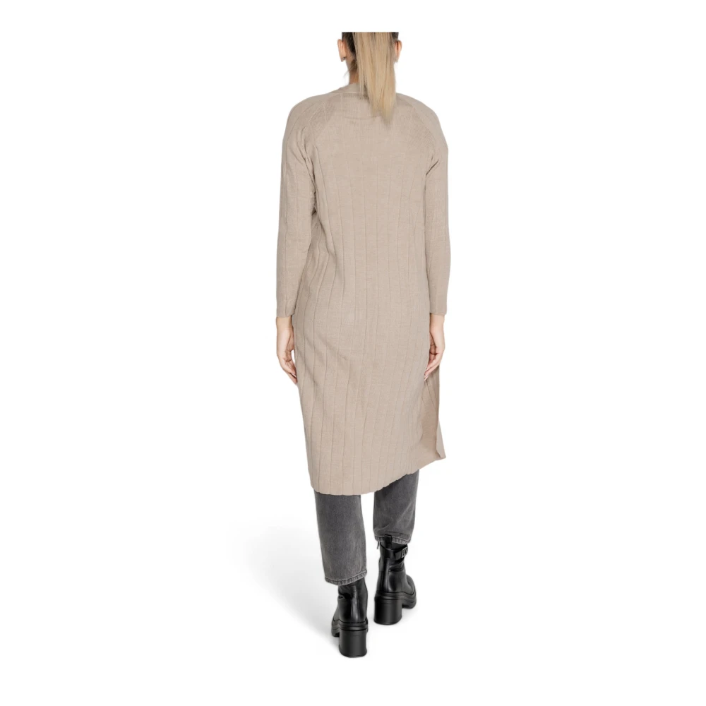Only Lang Open Vest Breisel Collectie Beige Dames