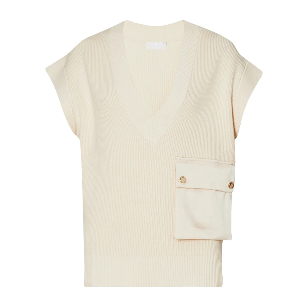 Liu Jo Gebreid vest met zak Beige Dames