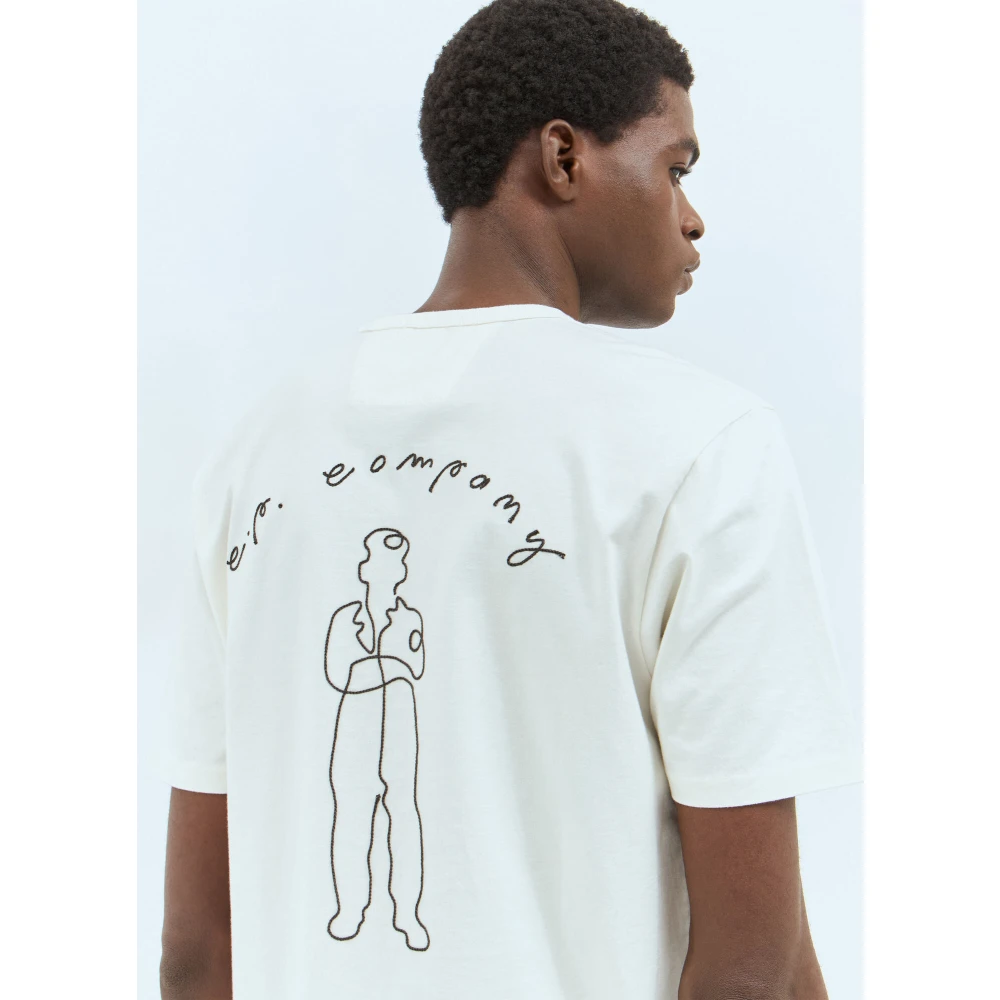 C.P. Company Logo Borduurwerk Crewneck T-Shirt White Heren